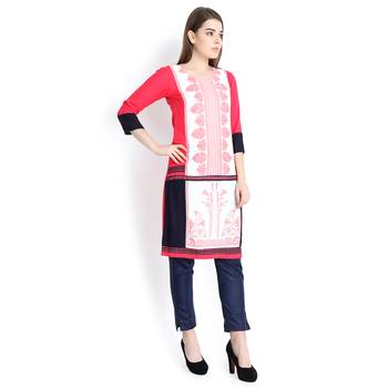 Peach printed rayon kurtas and kurtis 3