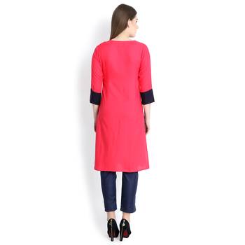 Peach printed rayon kurtas and kurtis 5