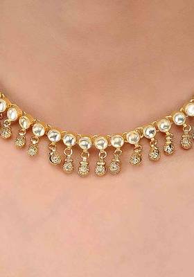 Polki And Gold Beads Choker 2