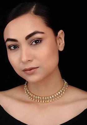 Polki And Gold Beads Choker 1
