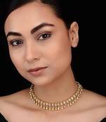 Polki And Gold Beads Choker