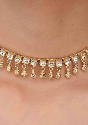 Polki And Gold Beads Choker 2
