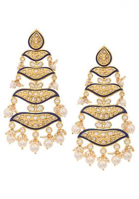 Blue Meenakari And Polki Chandbaali 2