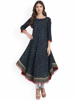 Women's Cotton Designer Printed Anarkali Kurti 1