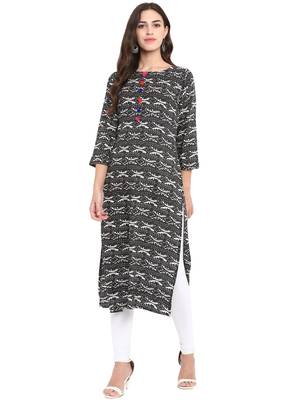 Black printed rayon kurtas and kurtis 1