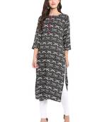 Black printed rayon kurtas and kurtis
