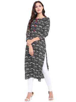Black printed rayon kurtas and kurtis 2