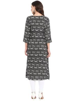 Black printed rayon kurtas and kurtis 3