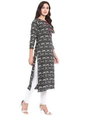 Black printed rayon kurtas and kurtis 5