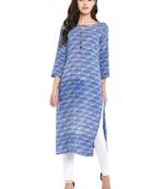 Light-blue printed rayon kurtas and kurtis
