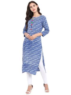 Light-blue printed rayon kurtas and kurtis 2