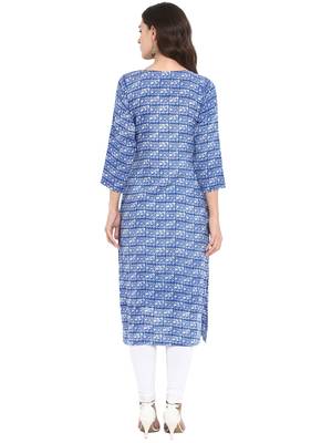 Light-blue printed rayon kurtas and kurtis 3