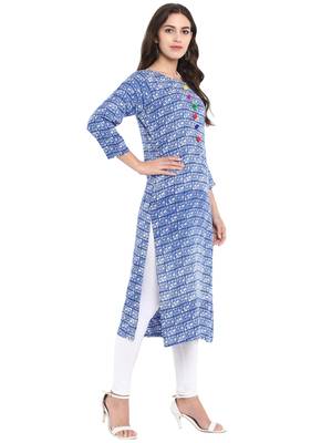 Light-blue printed rayon kurtas and kurtis 5