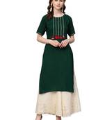 Dark-green printed rayon kurtas and kurtis