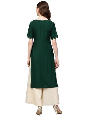 Dark-green printed rayon kurtas and kurtis 4