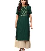 Dark-green printed rayon kurtas and kurtis