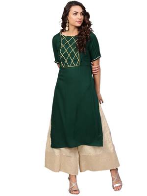 Dark-green printed rayon kurtas and kurtis 2