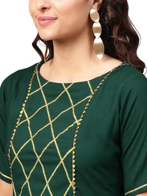 Dark-green printed rayon kurtas and kurtis 3
