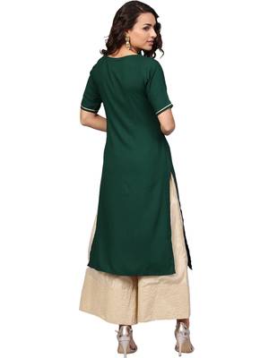 Dark-green printed rayon kurtas and kurtis 4
