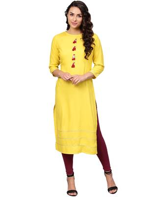 Lemon printed rayon kurtas and kurtis 1