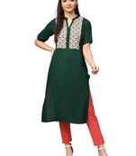 Dark-green printed rayon kurtas and kurtis