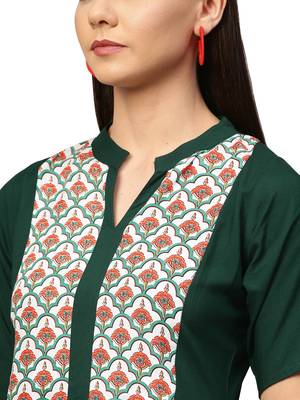 Dark-green printed rayon kurtas and kurtis 2