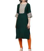 Dark-green printed rayon kurtas and kurtis