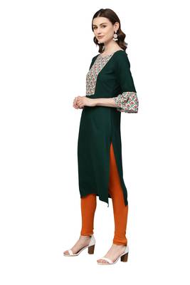 Dark-green printed rayon kurtas and kurtis 2