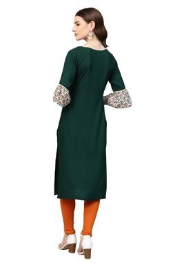 Dark-green printed rayon kurtas and kurtis 4