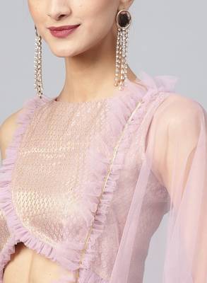 Lilac Net Ruffle Lehenga Fully Stitched Lehenga With Stitched Blouse & Dupatta 2