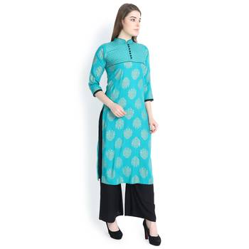 Green printed rayon palazzo kurta 3