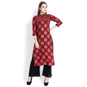 Maroon printed rayon palazzo kurta 2