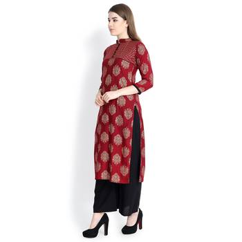 Maroon printed rayon palazzo kurta 3