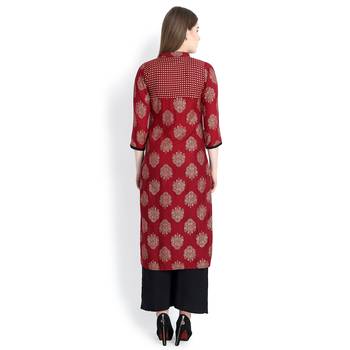 Maroon printed rayon palazzo kurta 5