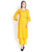 Mustard printed rayon palazzo kurta