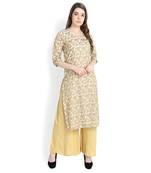 Beige printed silk blend palazzo kurta