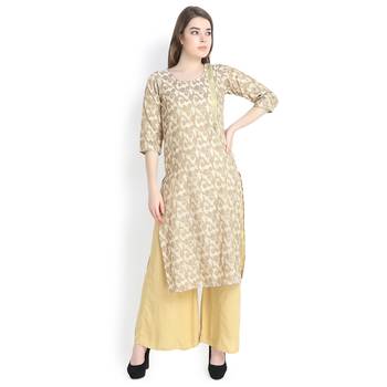 Beige printed silk blend palazzo kurta 2