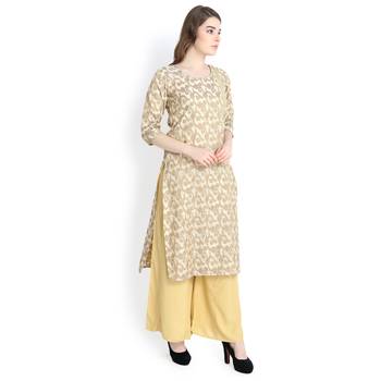 Beige printed silk blend palazzo kurta 3
