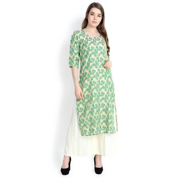 Cream printed silk blend palazzo kurta 1
