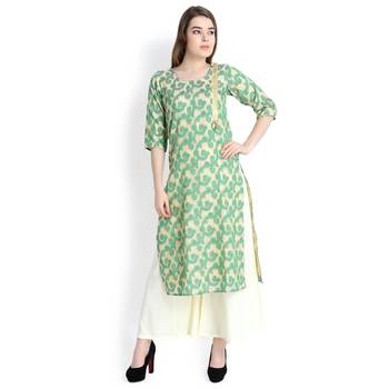 Cream printed silk blend palazzo kurta 2