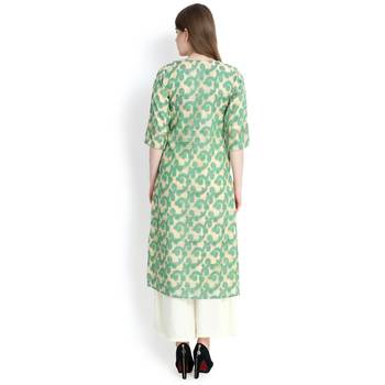 Cream printed silk blend palazzo kurta 5