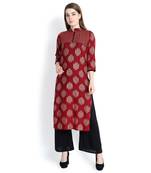 Maroon printed rayon palazzo kurta