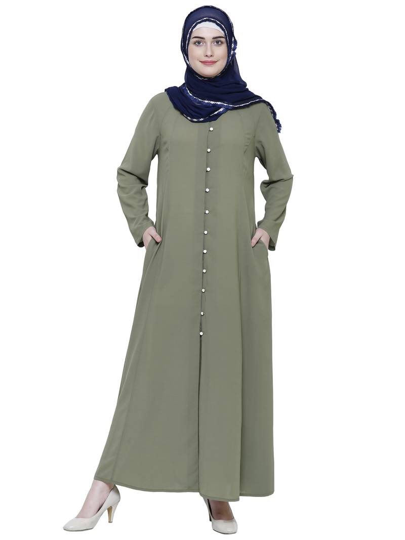 Green plain georgette abaya