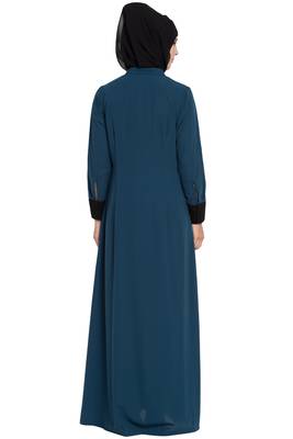 Teal Plain kashibo Abaya 4