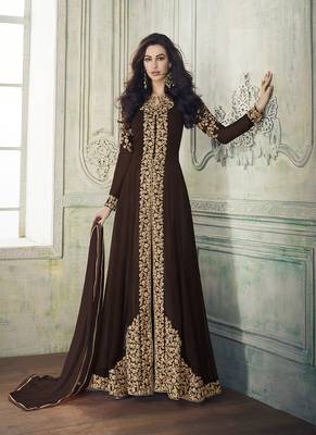 Brown embroidered georgette salwar 1