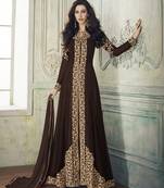 Brown embroidered georgette salwar
