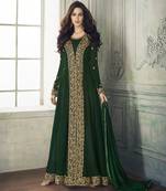 Dark-green embroidered georgette salwar