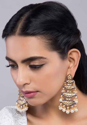 Blue Meenakari And Kundan Chandbali 1