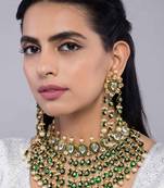 Green Meenakari And Kundan Choker With Earrings