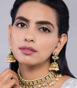 Kundan And Pearls Choker Necklace With Jhumka